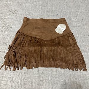Altar’d State Women’s Small Brown Western Fringe Skirt Leather Suede NWT